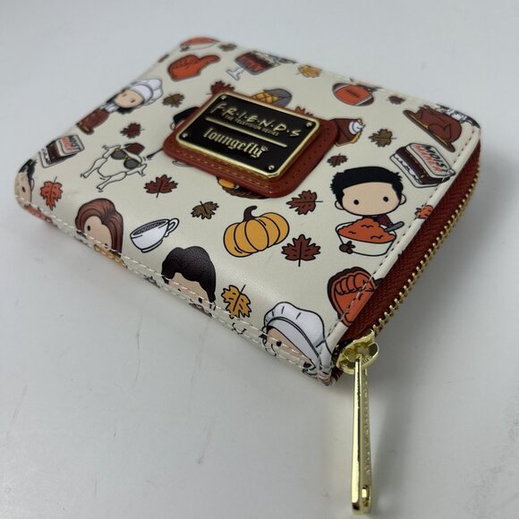 Loungefly Mini Wallet Friends Tv Show Thanksgiving Turkey Pumpkin Brown - Picture 2 of 9